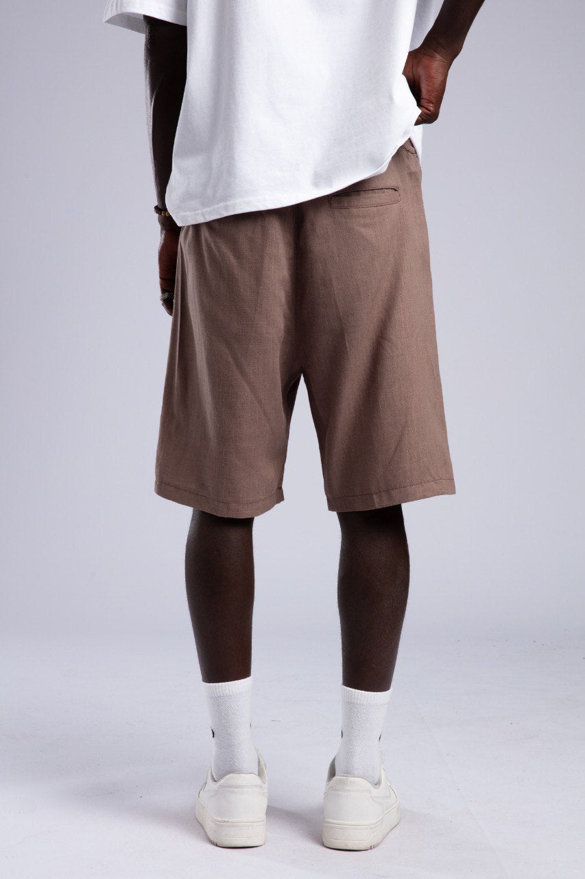 BROWN LINEN SHORT