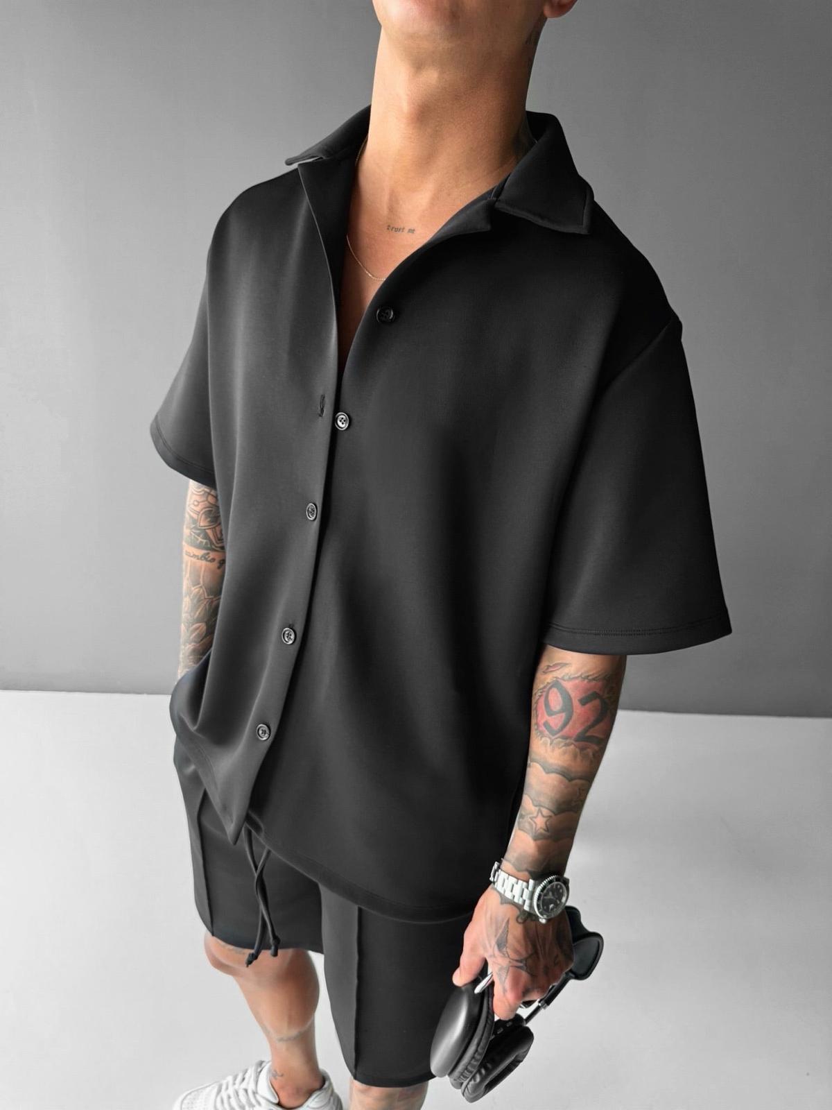 BLACK SHORT AND SHIRT SET