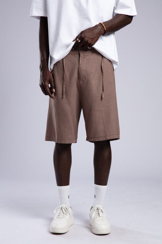 BROWN LINEN SHORT