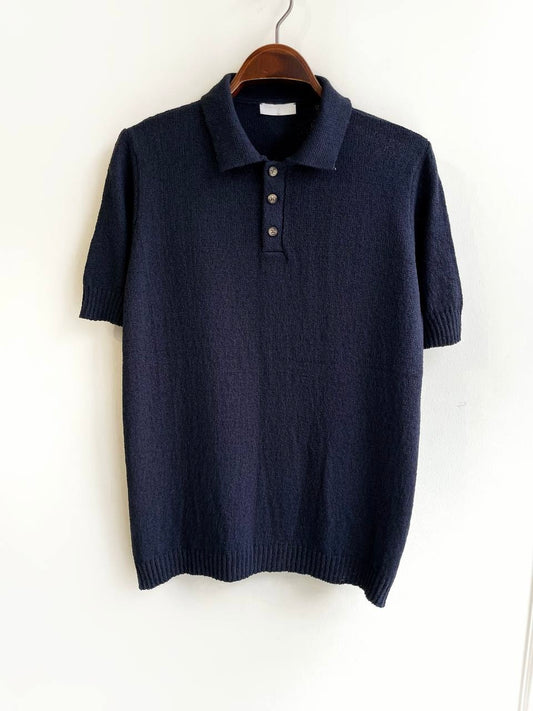 DARK BLUE KNITWEAR POLO