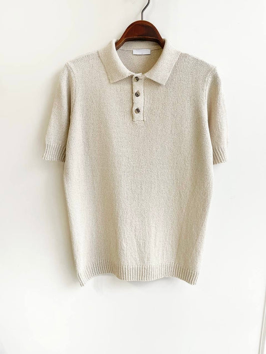 CREAM KNITWEAR POLO