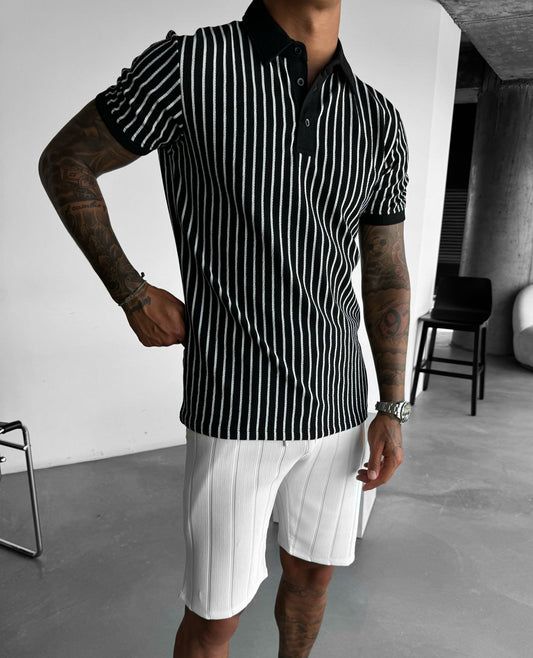 BLACK STRIPED POLO
