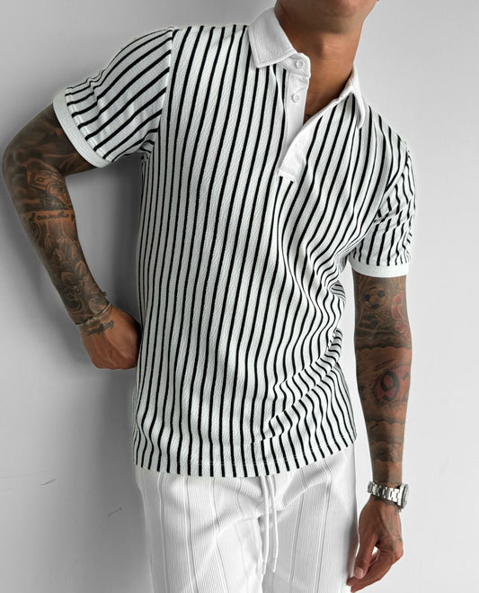 WHITE STRIPED POLO