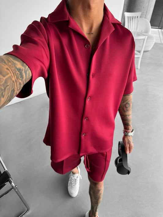 RED SHORT AND SHIRT SET